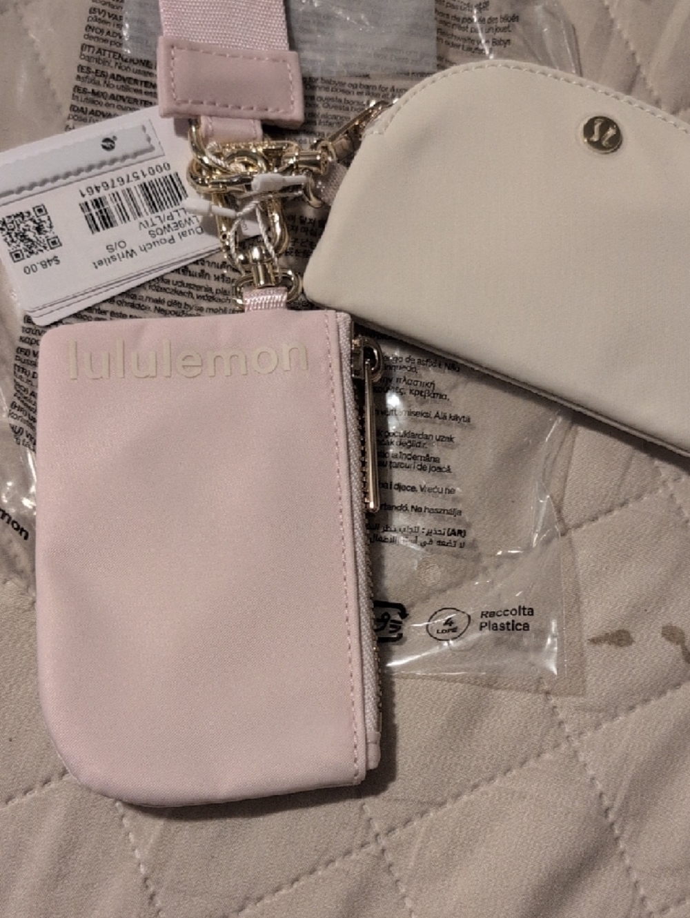 lululemon athletica Pink and Cream Dual Pouch Wristlet - Picture 5 of 5